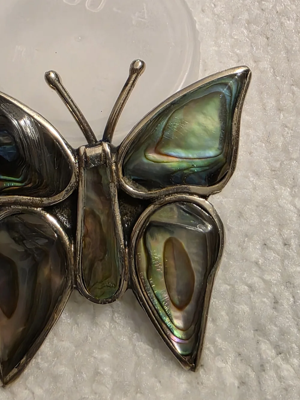 Vintage Mexican Sterling Silver Abalone Butterfly Brooch 2